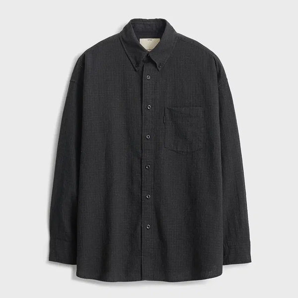 [BUNJANG] Pottery Cotton Linen Loose Shirt Black Check / [1] 포터리 코튼 린넨 루즈드 셔츠 블랙체크