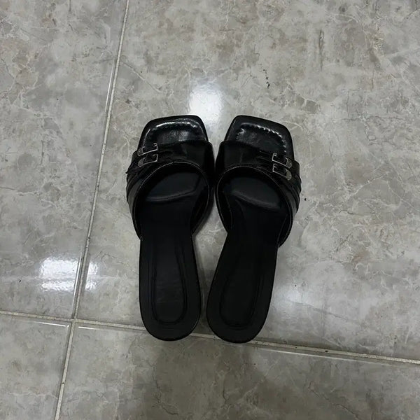 [BUNJANG] Moodnight Mules Kitten Heel Sandals / 무드나잇 뮬 샌들 키튼힐
