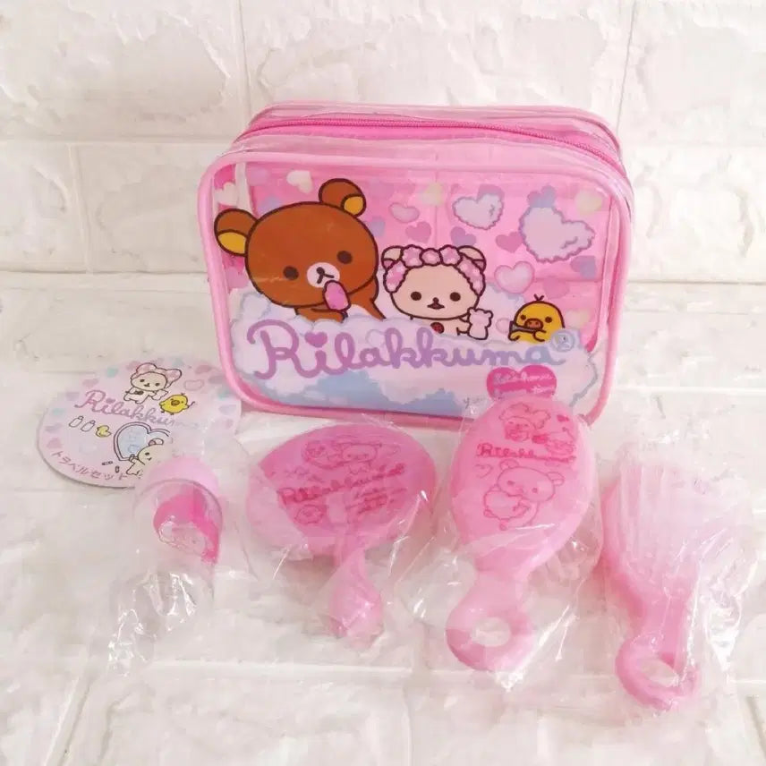 [BUNJANG] Rilakkuma Travel Mirror and Comb Set with Pouch / 리락쿠마 여행 빗 거울 세트 트래블 파우치