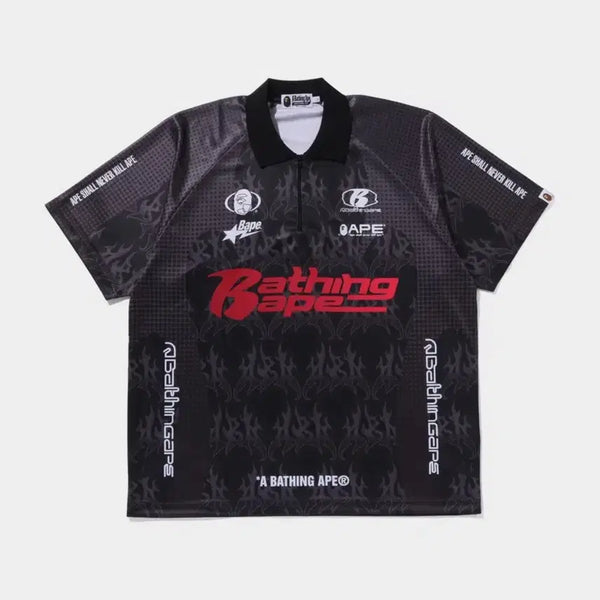 [BUNJANG] BAPE Flame Pattern Half Zip T-Shirt XL / 베이프 반팔티(플레임 패턴 하프 집)
