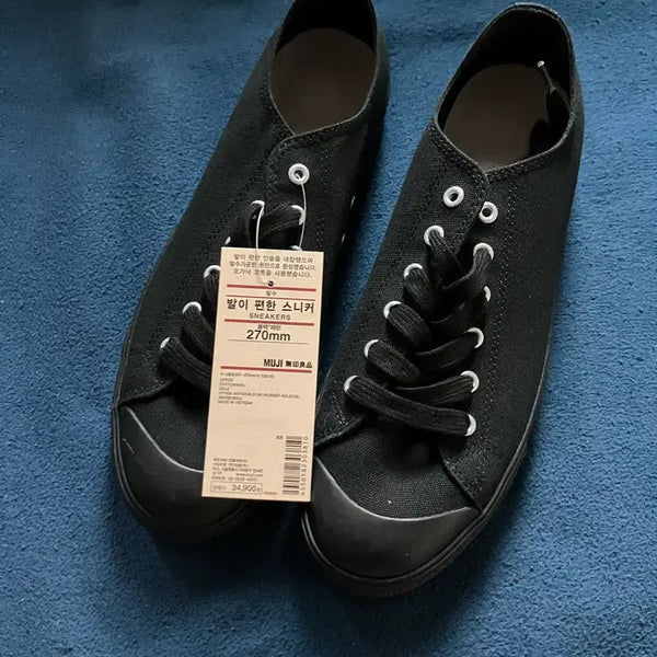[BUNJANG] Muji Comfort Sneakers Black / [270] 무인양품 발이편한 스니커즈 블랙