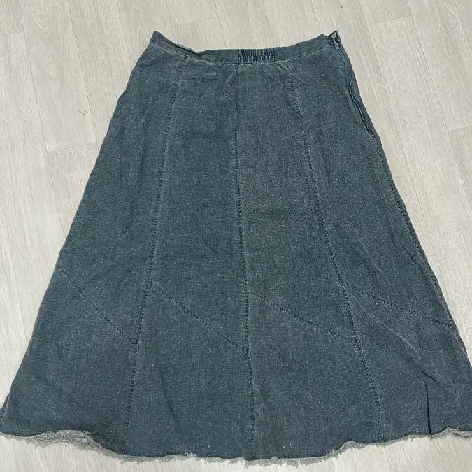 [BUNJANG] Denim Long Skirt with Elastic Waistband / 청데님 밴딩 롱스커트