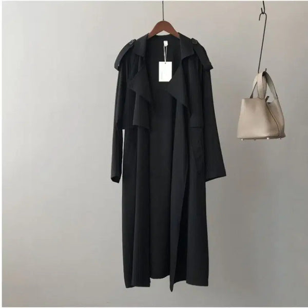 [BUNJANG] Layered Drape Long Coat / 롱 레이어드 드레이프