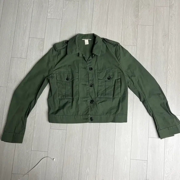 [BUNJANG] H&M Khaki Cropped Field Jacket / H&M 흐앤므 카키색 야상 자켓 크롭 점퍼 간절기