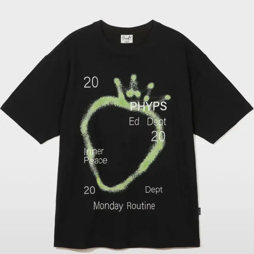 [BUNJANG] Physical Department Big Strawberry Short Sleeve T-Shirt Black / 피지컬 디파트먼트 빅 스트로베리 반팔티셔츠_블랙