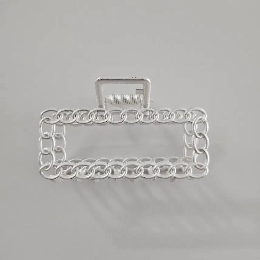 [BUNJANG] Silver Rectangular Hair Clip Pin / (새상품) 직사각 실버 집게핀 헤어핀