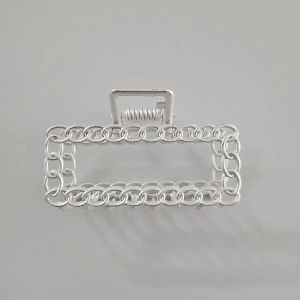 [BUNJANG] Silver Rectangular Hair Clip Pin / (새상품) 직사각 실버 집게핀 헤어핀