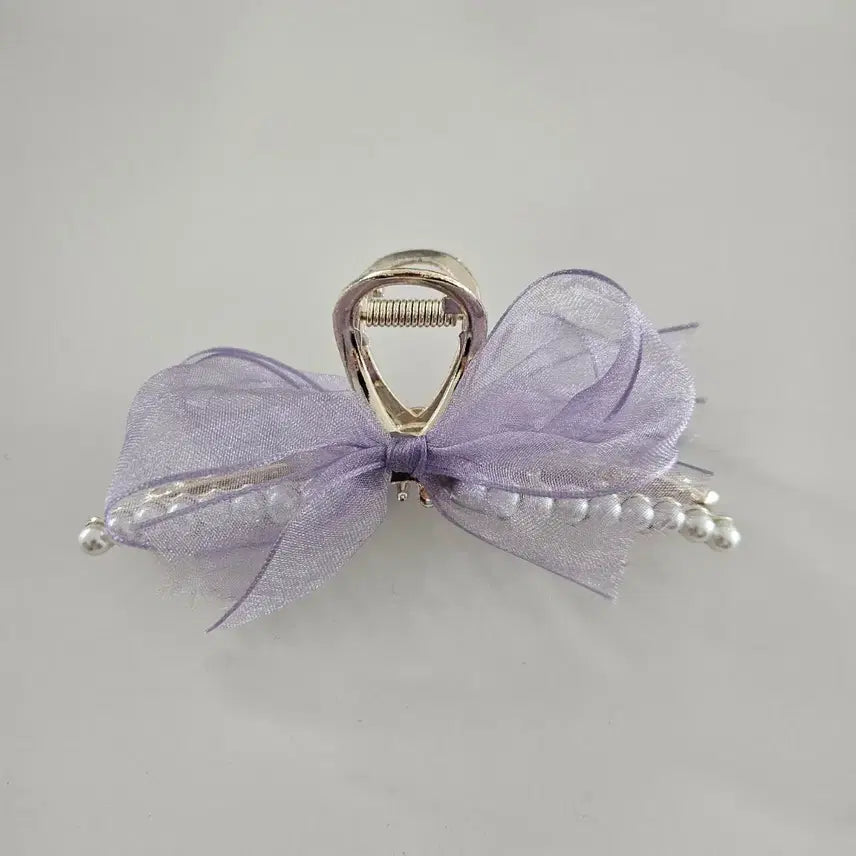 [BUNJANG] Ribbon Pearl Twisted Claw Clip Hairpin / (새상품) 리본 진주 꼬임 집게핀 헤어핀