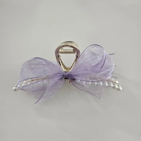 [BUNJANG] Ribbon Pearl Twisted Claw Clip Hairpin / (새상품) 리본 진주 꼬임 집게핀 헤어핀