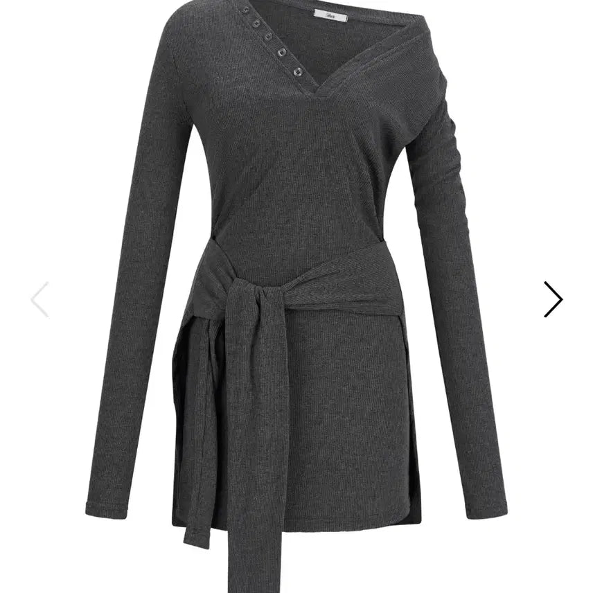 [BUNJANG] Her by Seer Tie Ribbon Dress Charcoal / 허 바이 씨어 her by seer 타이 리본 드레스 차콜