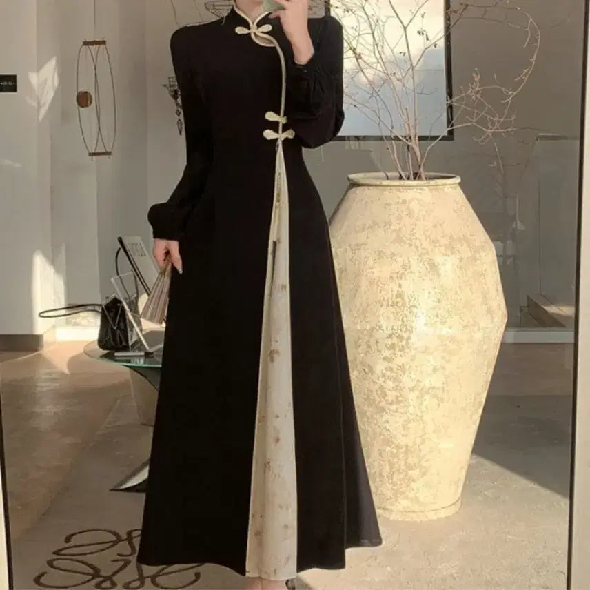 [BUNJANG] Retro Jacquard Long Dress - M / 레트로 자카드 롱원피스-M