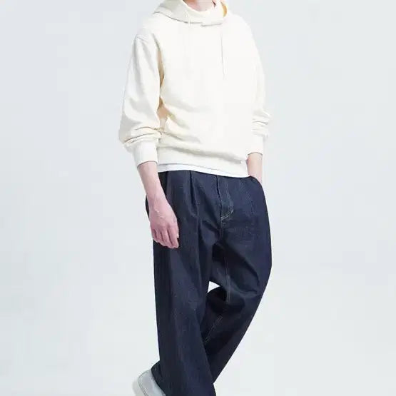 [BUNJANG] Time Homme Ivory Hoodie (Size 105) / 타임옴므 아이보리 후드 105