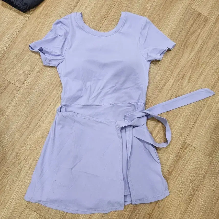 [BUNJANG] Lavender Wrap Yoga Jumpsuit - Large / (새상품) 라벤더색 랩 원피스 요가복 점프슈트 라지
