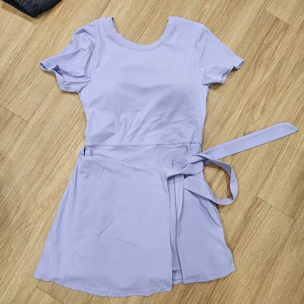 [BUNJANG] Lavender Wrap Yoga Jumpsuit - Large / (새상품) 라벤더색 랩 원피스 요가복 점프슈트 라지