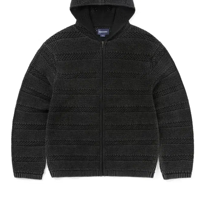 [BUNJANG] thisisneverthat Crocheted Knit Hooded Zip-Up Washed Black M / 디스이즈네버댓 크로셰 니트 후드집업 워시드 블랙 m 사이즈