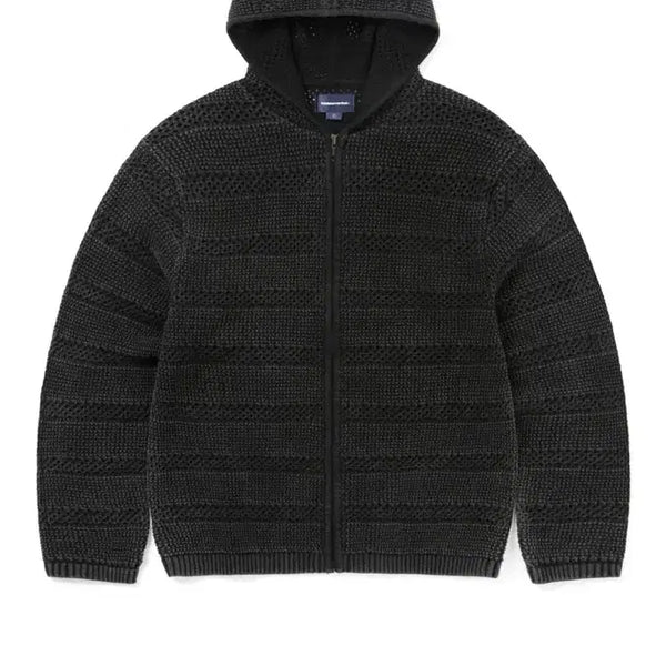 [BUNJANG] thisisneverthat Crocheted Knit Hooded Zip-Up Washed Black M / 디스이즈네버댓 크로셰 니트 후드집업 워시드 블랙 m 사이즈