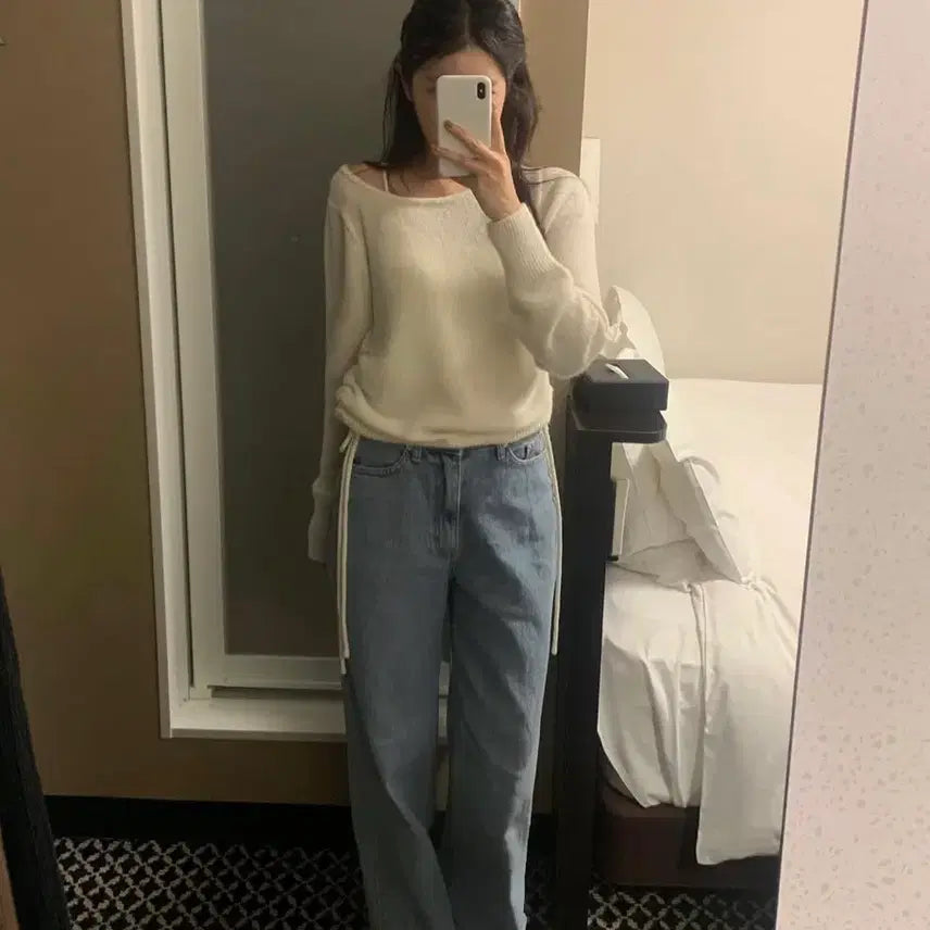 [BUNJANG] WearRest Riel String Knit (Ivory) / 웨어레스트 리엘 스트링 니트 (아이보리)