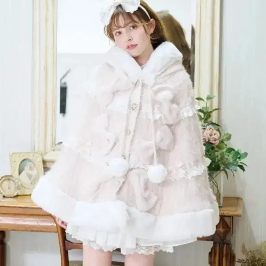 [BUNJANG] Lizlisa Millefeuille Lace Poncho Pink / 리즈리사 밀푀유 레이스판쵸 핑크 마즈딤모아르레플렘에블린지뢰계양산형