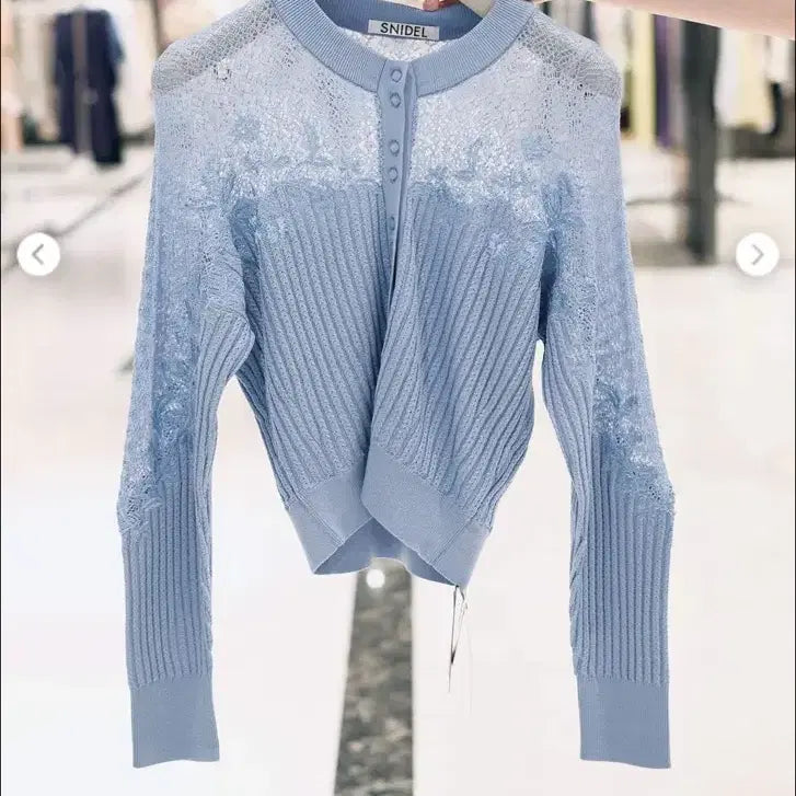 [BUNJANG] Snidel Blue Lace Embroidery Cardigan / Snidel 스나이델 블루 레이스 자수 가디건 갸루 스나계 걸리 리즈리사