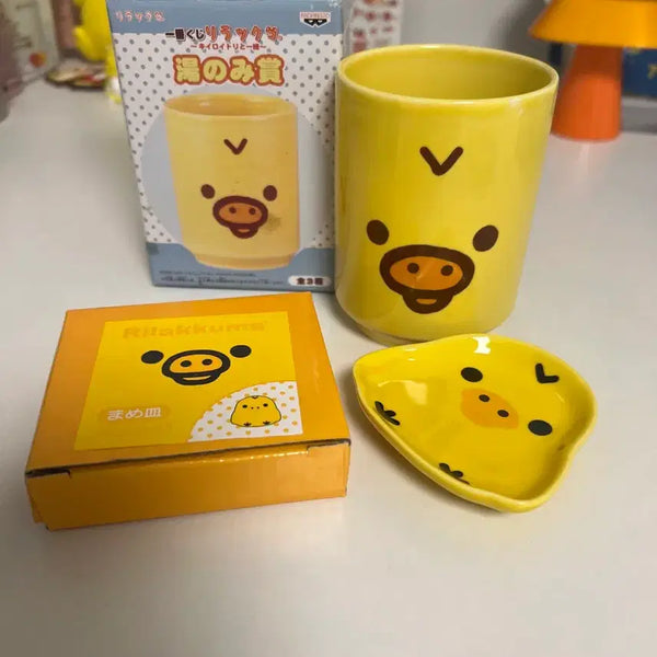 [BUNJANG] Vintage Rilakkuma Kiiroitori Cup & Plate Set / 급처 빈티지 고전 리락쿠마 키이로이토리 컵 접시 일괄 2014년 2008