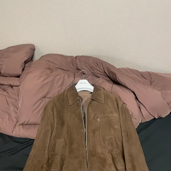 [BUNJANG] Studio Office Suede Jacket Goat Leather Brown / Stu office 스웨이드 자켓 고트레더 브라운