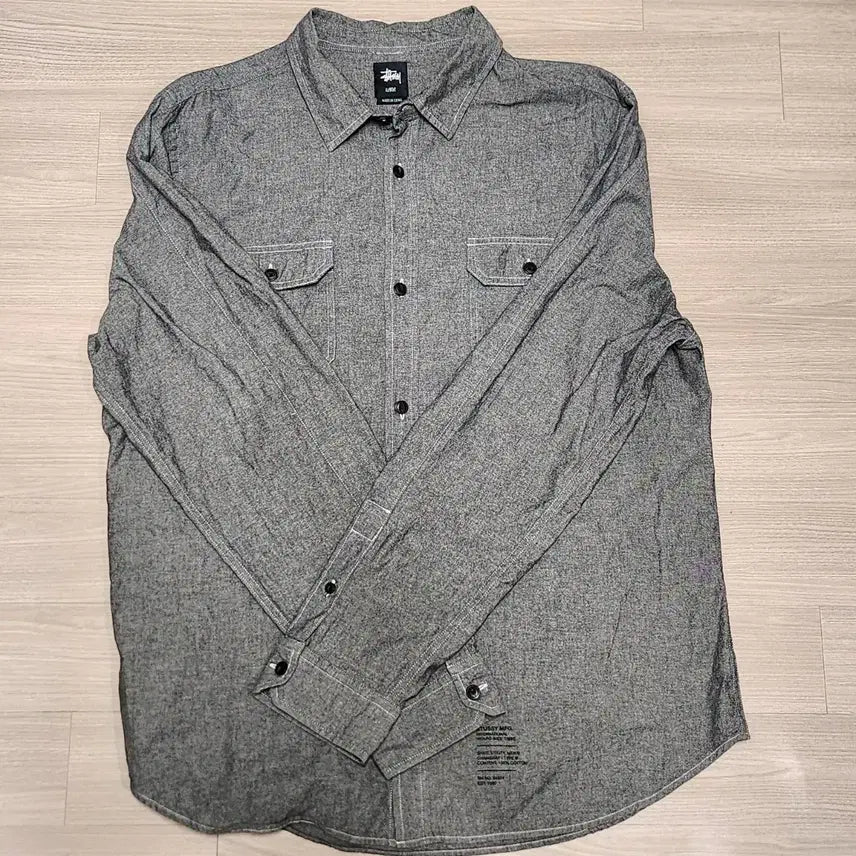 [BUNJANG] Stussy Pocket Shirt Grey XL / 스투시 포켓 셔츠 그레이 Xl