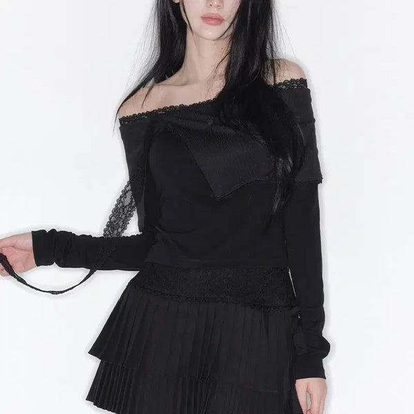 [BUNJANG] Thetys Stella Off-Shoulder Top Black / 더티스 스텔라 오프숄더 탑