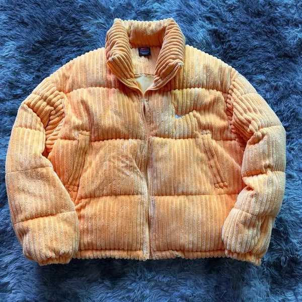 [BUNJANG] Nike Yellow Corduroy Puffer Jacket / 나이키 옐로우 코듀로이 패딩