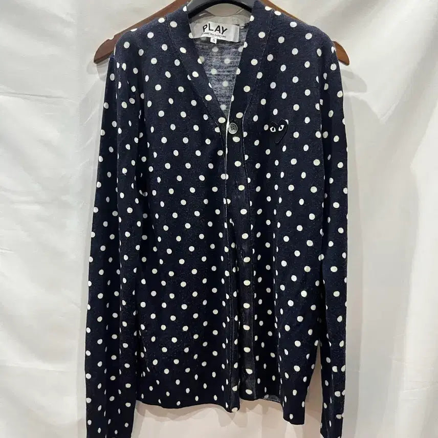 [BUNJANG] Comme des Garçons PLAY Polka Dot Wool Cardigan Navy S / [정품] 꼼데가르송 플레이 도트 울 가디건 네이비 S