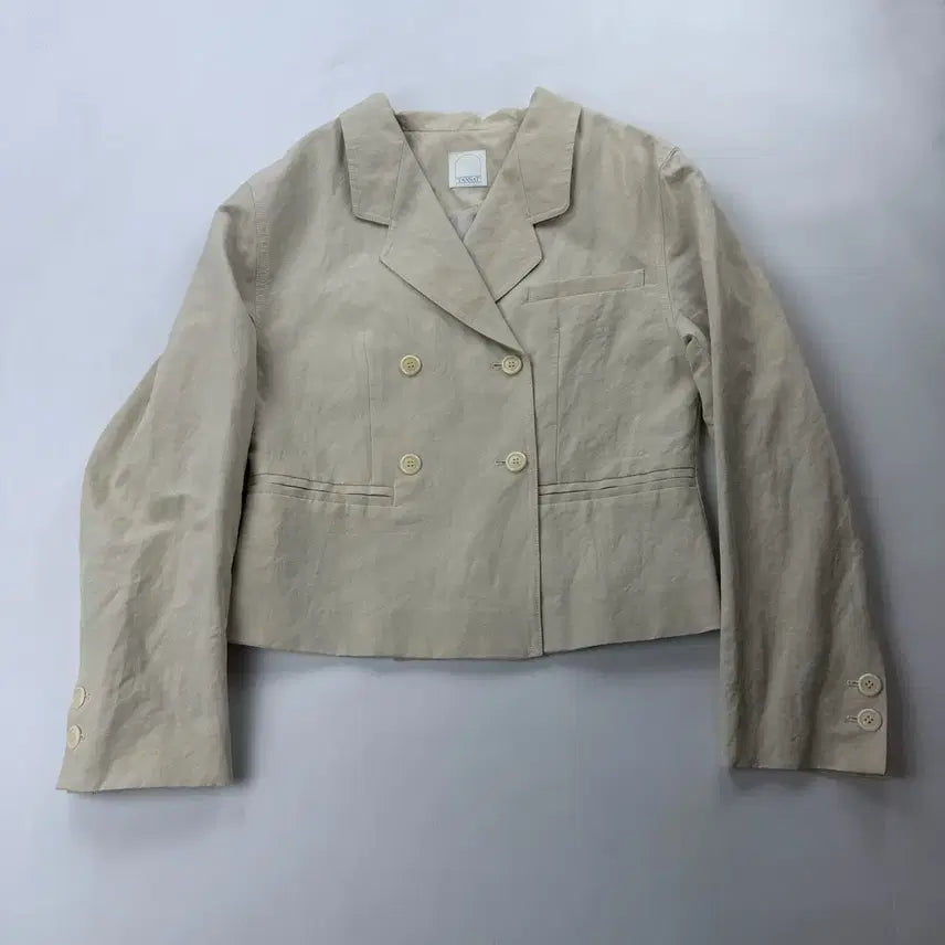 [BUNJANG] TANATT Double-Breasted Cropped Linen Jacket / 타낫 더블 브레스트 크롭 린넨 자켓