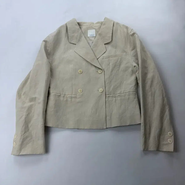 [BUNJANG] TANATT Double-Breasted Cropped Linen Jacket / 타낫 더블 브레스트 크롭 린넨 자켓