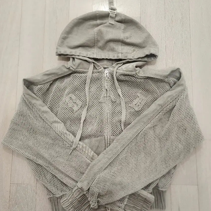 [BUNJANG] Bad Blood Mystic Crochet Mesh Hoodie Zip-Up S Sand / 새상품)배드블러드 미스틱 크로쉐 메쉬 후드집업 S 샌드