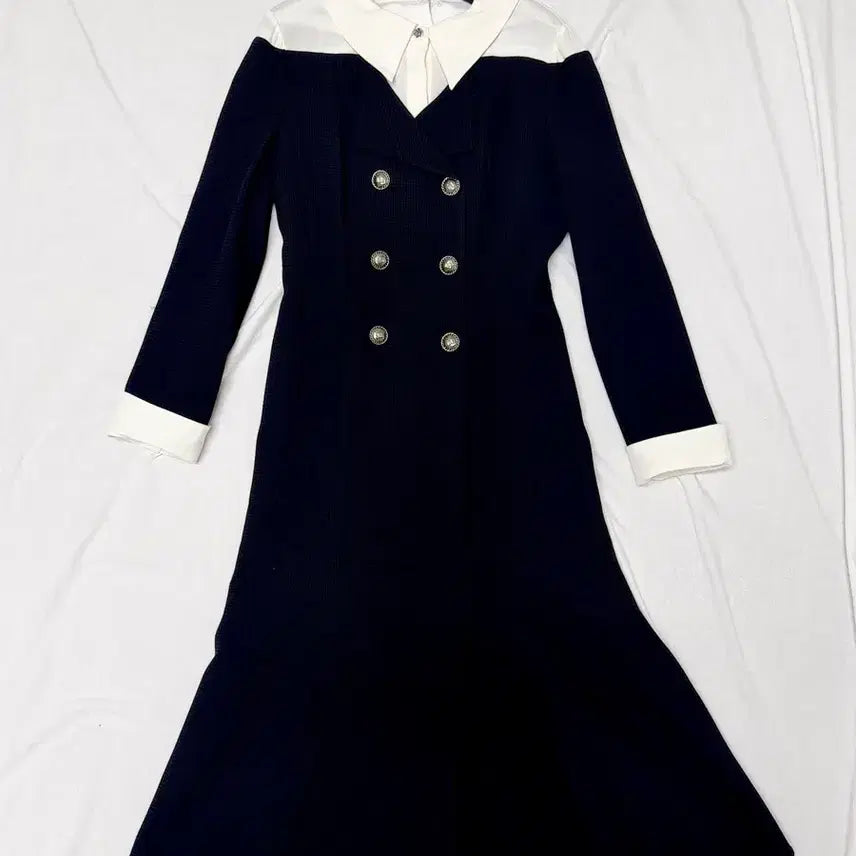 [BUNJANG] MICHAA Double Button Layered Mermaid Line Long Dress / 미샤 MICHAA 더블 버튼 셔츠 레이어드 머메이드 라인 롱원피스