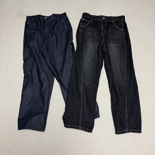 [BUNJANG] DECKET Curved Wide Jeans Black Indigo Set / (32)데케트 커브드 와이드 진 흑청+인디고