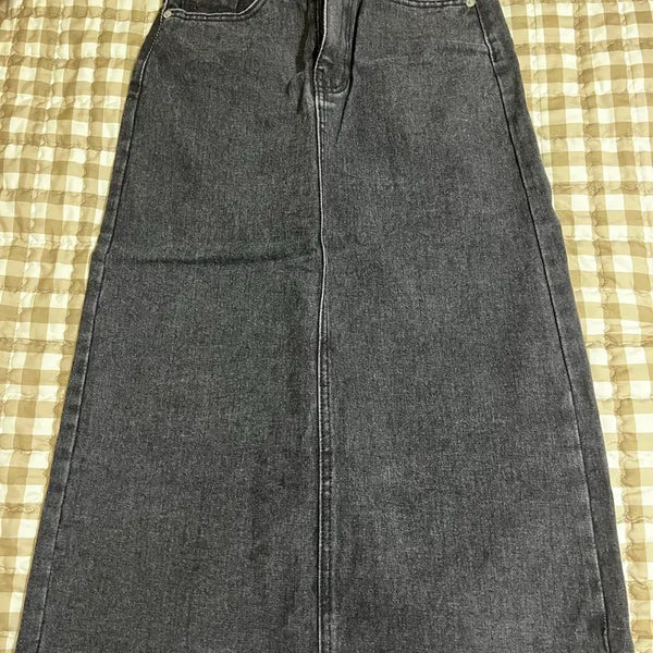 [BUNJANG] Blue Denim Long Skirt Black Size S / 청 데님 롱 스커트 청치마 블랙 S 사이즈
