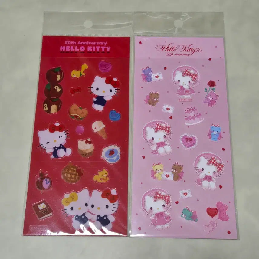 [BUNJANG] Hello Kitty 50th Anniversary Sticker Set (2 Types) / 헬로키티 50주년 기념 스티커 2종 세트
