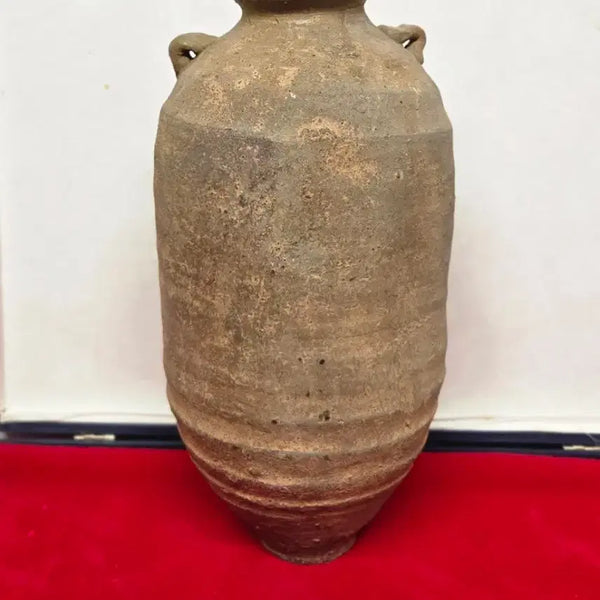 [BUNJANG] Ancient Mongolian Style Pottery Jar with Lug Handles and Striped Pattern / *토기 귀달린 긴목 항아리