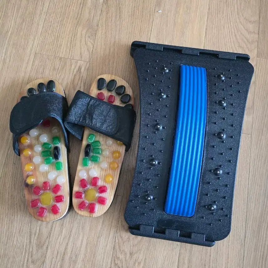 [BUNJANG] Foot Acupressure Slippers & Back Stretching Board Set / 지압 슬리퍼 + 등 스트레칭 보드 세트 250정도싸이즈