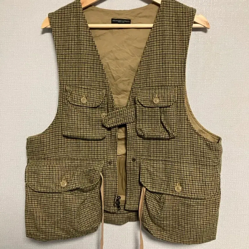 [BUNJANG] Engineered Garments Game Vest Wool Gunclub Check (Tan/Green) M / 엔지니어드가먼츠 게임베스트 (M)