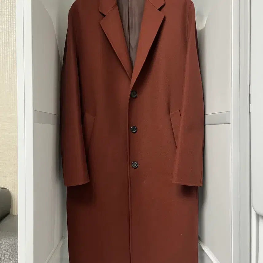 [BUNJANG] Solid Homme Orange Semi-Oversized Handmade Coat Size 48 / 솔리드옴므 오렌지 세미오버핏 핸드메이드 코트 48사이즈