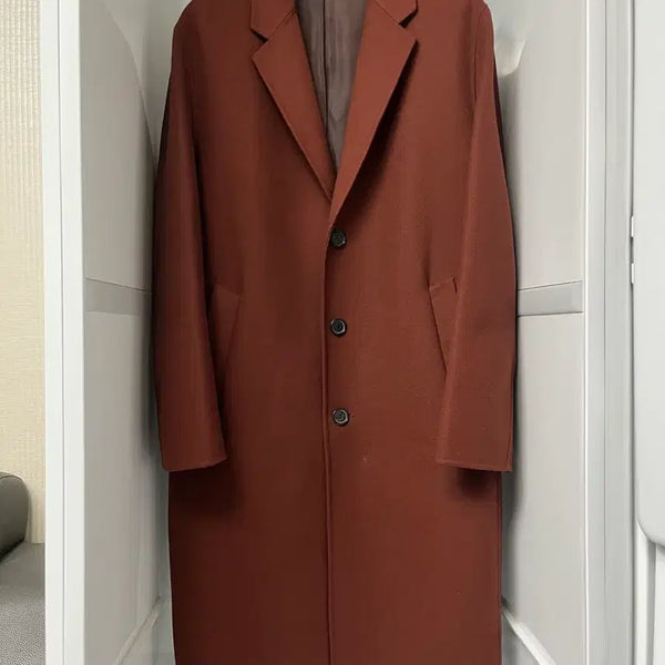 [BUNJANG] Solid Homme Orange Semi-Oversized Handmade Coat Size 48 / 솔리드옴므 오렌지 세미오버핏 핸드메이드 코트 48사이즈