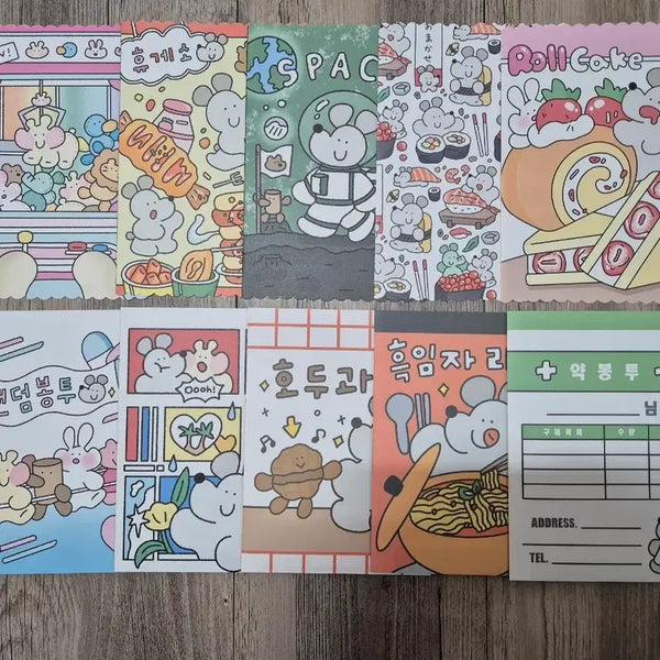 [BUNJANG] 50pk Snack Bag Sticker Set - Black Sesame & Gardenia Design / 수봉 총50장 흑임자,치자 도안 포용