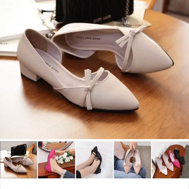 [BUNJANG] Beige Ribbon Pumps with 3cm Heel (Size 225) / 새제품) 리본 장식 펌프스 225 굽3cm 판매합니다
