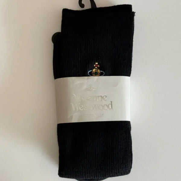 [BUNJANG] Vivienne Westwood Black Knit Mid-Calf Socks / 비비안웨스트 블랙 니트삭스 중목 새제품