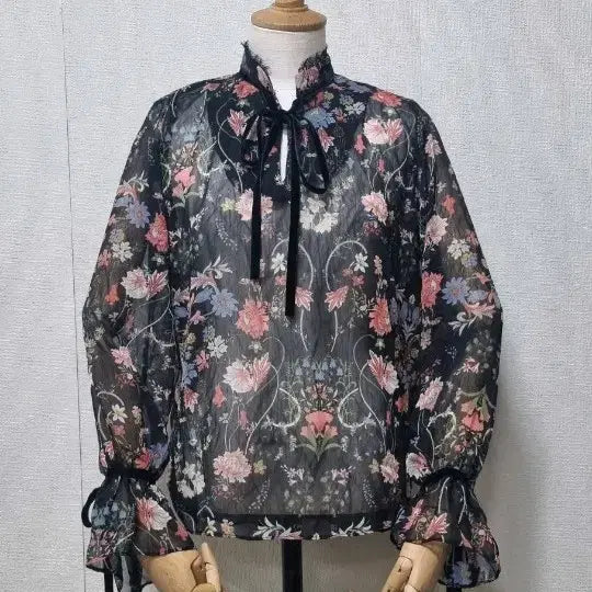 [BUNJANG] Floral Pattern Chiffon Blouse / 플라워 패턴 시폰 블라우스