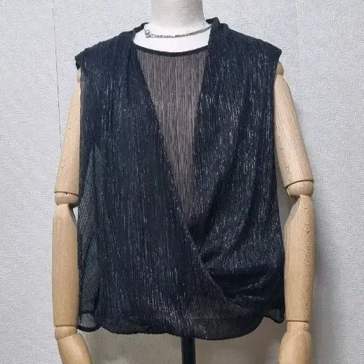 [BUNJANG] Olivia Hasler Wrap Black Blouse / 올리비아 하스러 랩 블랙 블라우스