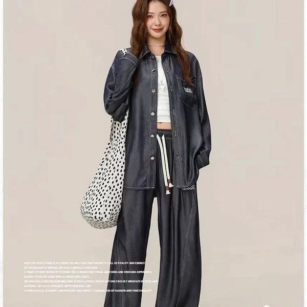 [BUNJANG] Unisex Cooling Denim Shirt & Pants Set (Large) / 냉감 데님 셔츠&팬츠 세트 새상품