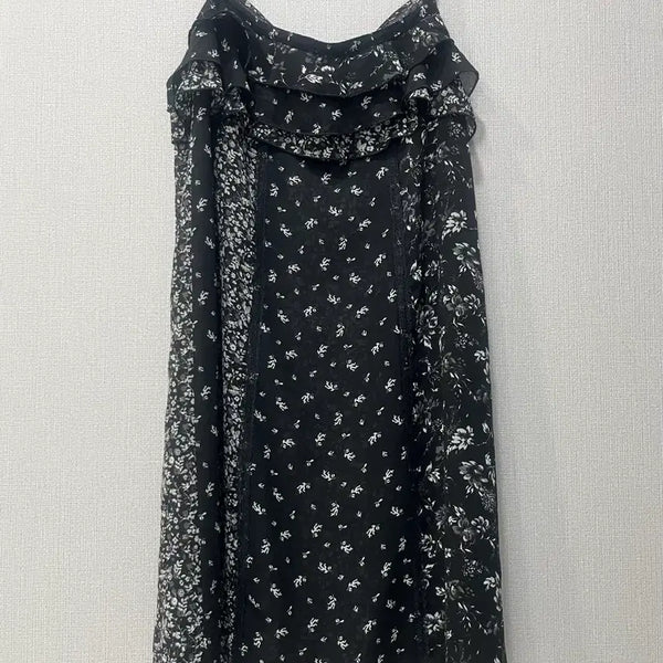 [BUNJANG] Vintage Black Crochet Floral Sleeveless Slip Dress Mori Girl Style / 빈티지 블랙 크로셰 잔꽃 플라워 패턴 나시 슬리브리스 모리걸 슬립
