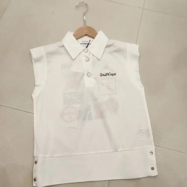 [BUNJANG] SouthCape Sleeveless Polo T-shirt White / 바로배송)SouthCape 화이트 민소매 폴로티