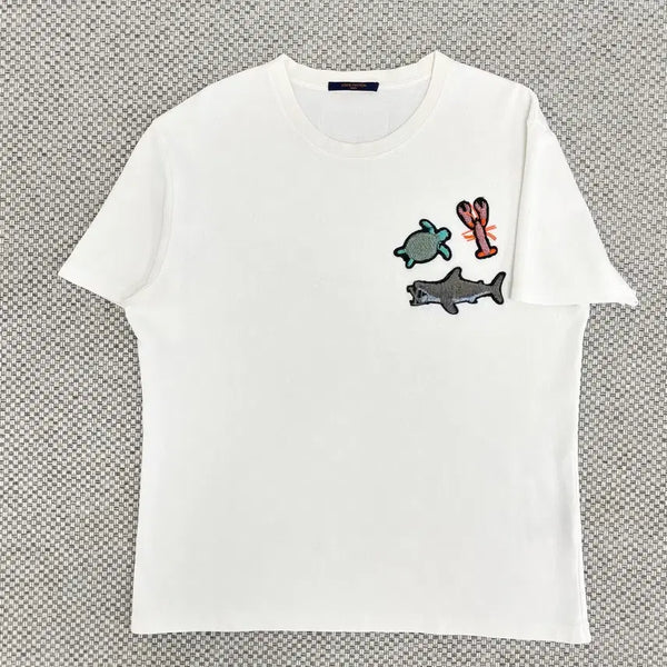 [BUNJANG] Louis Vuitton LV Logo Beaded Animal Knit Short Sleeve T-shirt / [L]루이비통 LV로고 비즈 애니멀 니트 반팔티